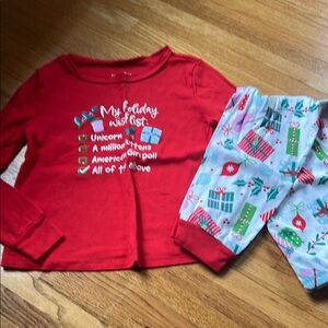 Red Kids Pajamas with Festive Print